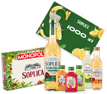 Karta przedpłacona Soplica 1000 zł z zestawem produktów i grą Monopoly Soplica